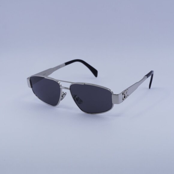 🕶️ New Celine CL40281U 16A Sunglasses - Shiny Palladium Frame, Smoke Lenses - Picture 1 of 11